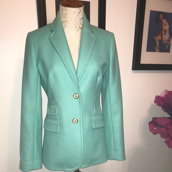 J.Crew Turquoise Jacket in Double Serg Wool 4 - Picture 4 of 8